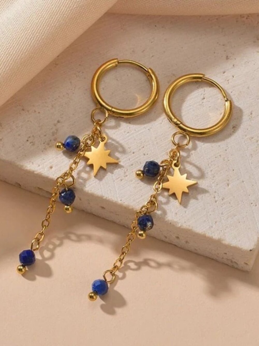 GoldStar Chain Hoop Earrings N1271